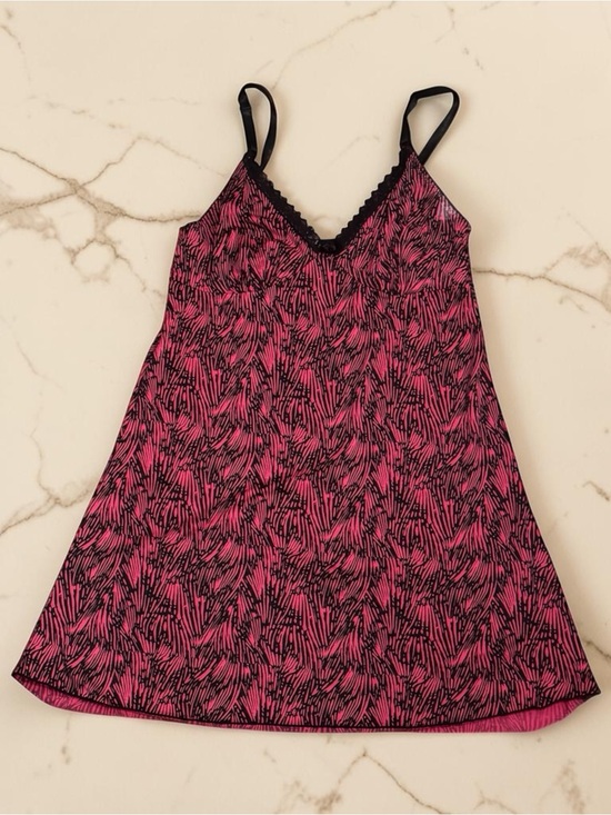 Other - Pink and Black Printed Satin Cami Slip Dress